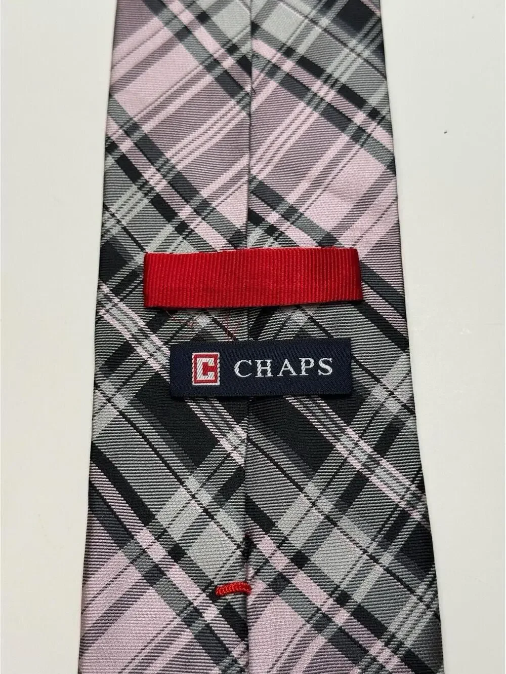 Chaps 100% Silk Tie In Pink And Grey‎ Plaid